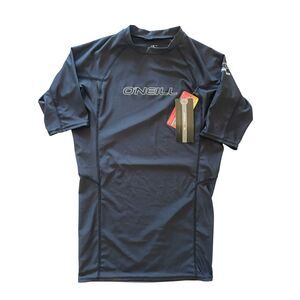 New O’Neill Black Short Sleeve Swim Top Shirt Yourh XL Rash Guard Sun Protection